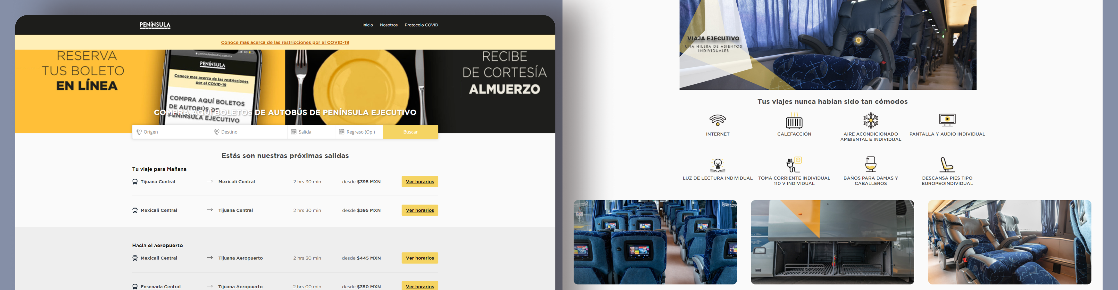 Peninsula Ejecutivo landing page