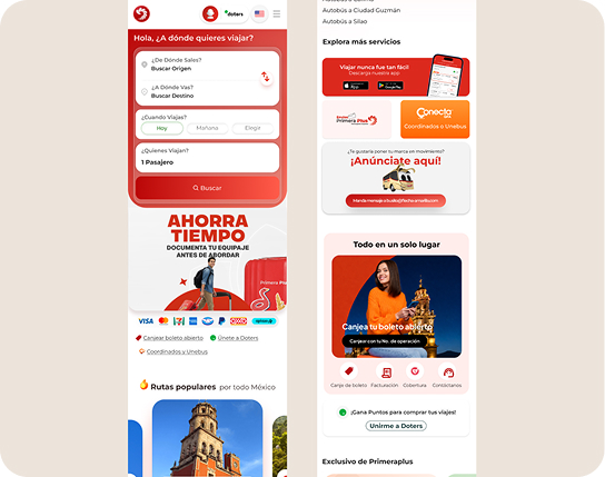 Mobile-first Primera Plus travel journey