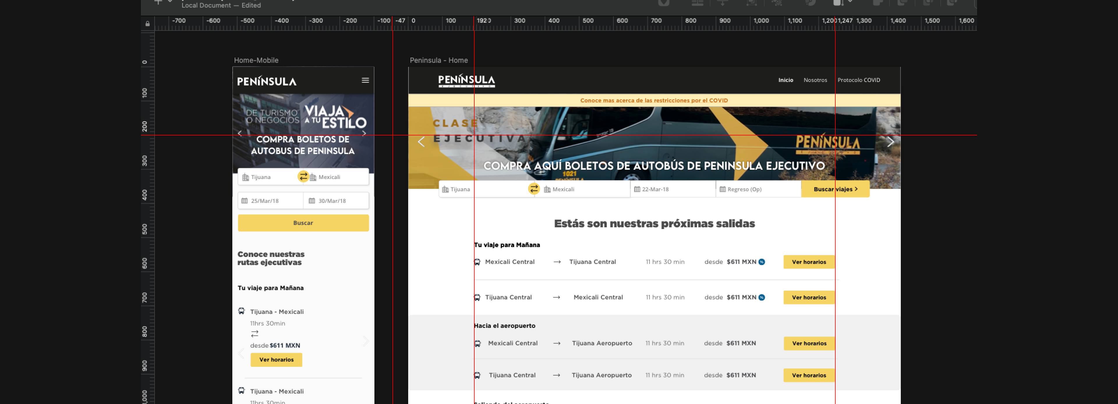 High-fidelity Peninsula Ejecutivo mockups